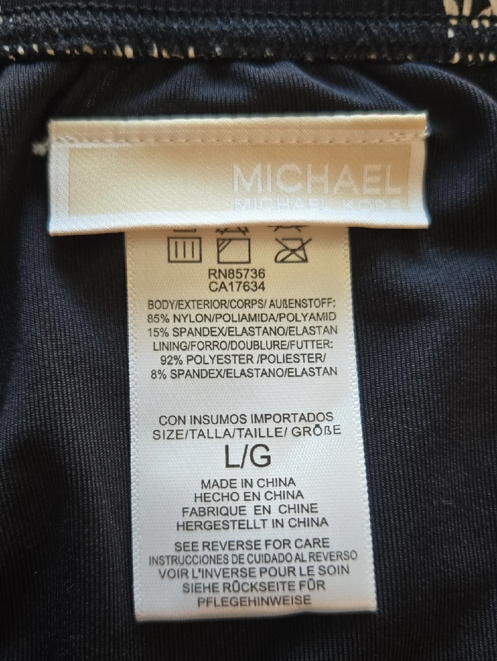 MICHAEL KORS Logo Ring Hipster Bikini Bottoms Black Green Floral Size L NWT